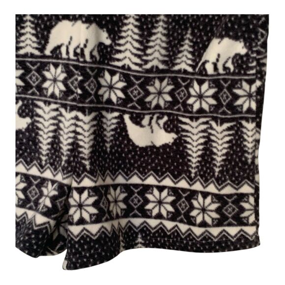 Old Navy Fleece PJs SZ M Women's Romper Black White One Piece Christmas Winter - Picture 4 of 14